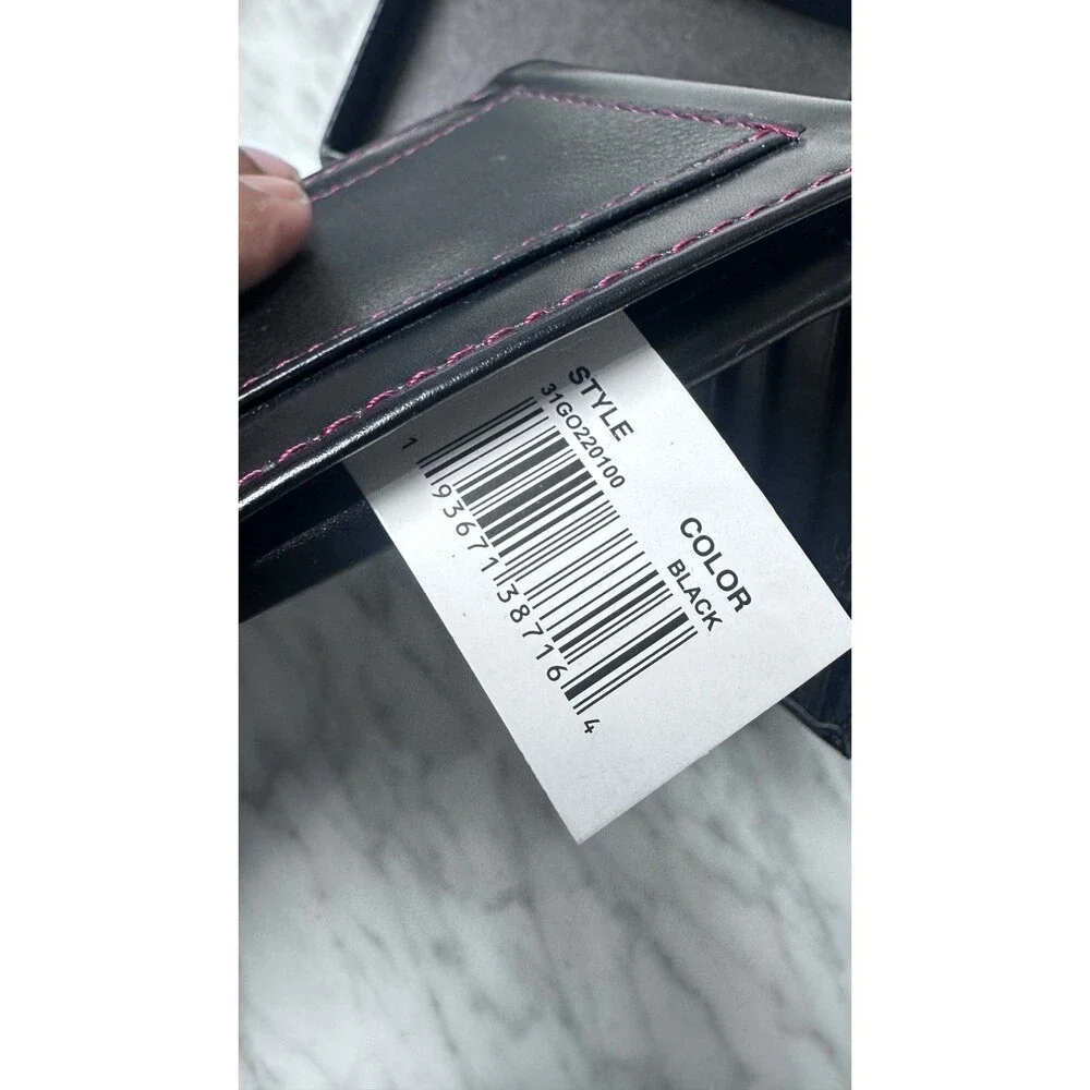 GUESS Men's Black Bifold Wallet Solid Logo Accent Credit Card Slots Folding NEW